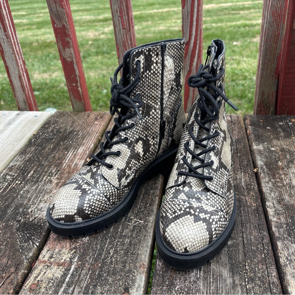 Chelsea & Violet Snakeskin leather Combat Boots